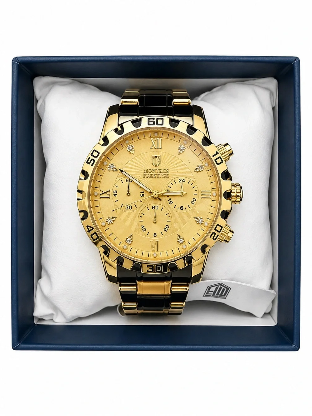 Montres Prestige Gold & Black Chronograph-Style Watch